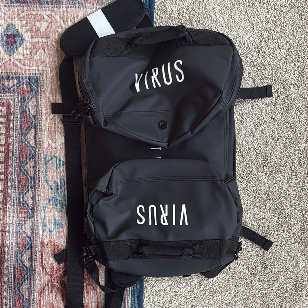 VIRUS Black Duffle Backpack